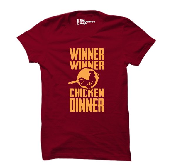 pubg winner winner chicken dinner printed t shirt half sleeves